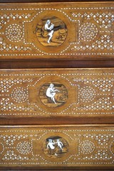 Incredible 19th Century Italian Inlaid Cabinet with Figural Design 2 Dr/ 4 Drawe
