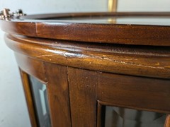Vintage Mahogany Bar Liquor Curio Cabinet Table with Butler Tray w Beveled Glass