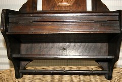 Antique Arts & Crafts Wooden Wall Hanging Cabinet Cupboard + Hooks & Storage Box