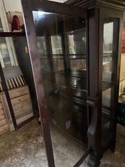 Vintage curved glass and mirrored china cabinet hutch