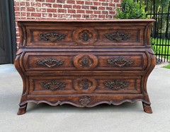 Antique French Chest of Drawers Commode Bombe Carved Walnut Louis XV 19th C