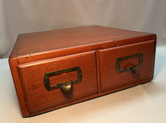 Antique Wood 2 Drawer Index Card Cabinet Recipe File Library Cabinet Dovetails