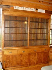 Large 19th c. Oak Mercantile General Store Display Cabinet – Sliding Doors