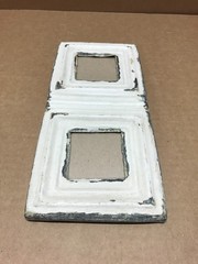 VTG 5×11 Multi Double White 3″ Photo Tin Ceiling Metal Picture Frame Old 644-26B