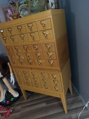 vintage card catalog, 40 drawers with two writing surfaces