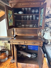 antique German china cabinet hutch