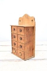 Vintage/Antique Primitive Tabletop Or Wall Spice Cabinet Drawers Chest 8 Drawer
