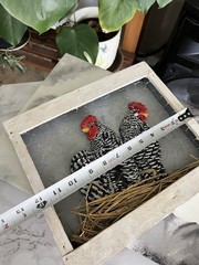 Vintage Rustic Farmhouse 3D Hen Rooster Wall Art 11x12in Barred Plymouth Rock