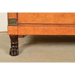 Baker Furniture French Empire Neoclassical Burl Wood Bar Cabinet, Circa 1980s