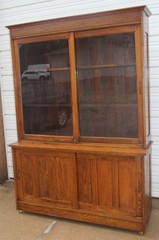 88″ Antique Oak Mercantile Country DrugStore Display Cabinet Pantry Cupboard Old