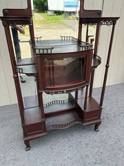 67921 Exquisite R.J. Horner Etagere Curio Cabinet in Mahogany Finish