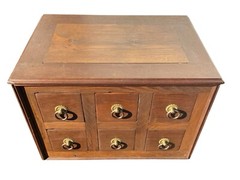 Antique Victorian Walnut Apothecary Spool Cabinet with Six Drawers