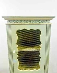 French Provincial Style Mid-Century Distressed Green Cabinet with Three Drawers