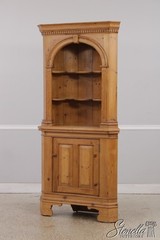 L73540: Chippendale Scrub Pine Corner Cupboard China Cabinet