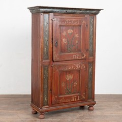 Original Hand Painted Swedish Pine Two Door Cupboard Cabinet Dated 1771
