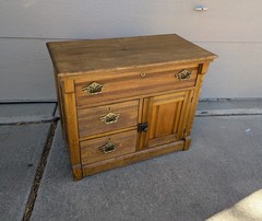 Antique Victorian Oak Wood Dry Sink Kitchen Cabinet Table Wash Stand Eastlake P5