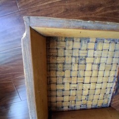 Mid Century Modern Bamboo Rattan Wicker Tabletop Cabinet 2 Drawers Tiki, Vintage