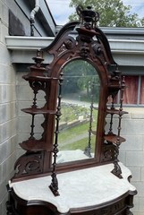 ROSEWOOD ROCOCO MARBLE TOP ETAGERE