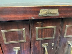 Antique Utility 3 Drawers Card File Cabinet Metal Wood Grain Allsteel Co.