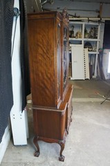 Antique Romweber English Chippendale Georgian Mahogany China Display Cabinet 78″