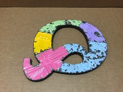 Decorative Salvaged Tin Ceiling 8″ Patchwork Mix Colors Letter Q Metal 615-26B