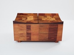 Michel Lefevre veneer marquetry cabinet bar chest 1960