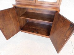 Henredon Scene One Campaign Style Light 2 Pc Curio Cabinet 82″h X 32″w “B”