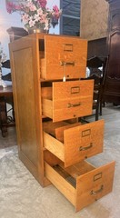 Antique American Tiger Oak Imperial Methods Co 4 Drawer Filing Cabinet 52″