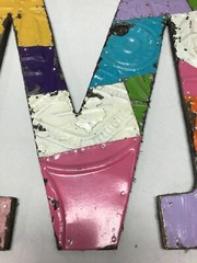 Decorative Salvaged Tin Ceiling 16″ Patchwork Mix Color Metal Letter M 1601-23B
