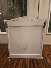 Antique Distressed White Wood WallMount/FreeStand Small Curio W/Glass Door &…