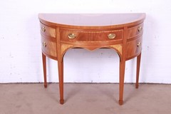 Baker Furniture Federal Inlaid Mahogany and Satinwood Demilune Cabinet