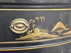 Drexel 1955 black laquer breakfront asian china cabinet