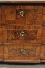 Antique Italian Biedermeier Burr Walnut 3 Drawer Commode Dresser Chest of Drawer