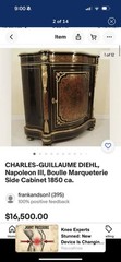 CHARLES-GUILLAUME DIEHL, Napoleon III, Boulle Marqueterie Side Cabinet 1850 ca.
