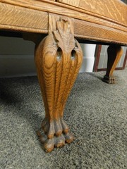 Rare 2 Door Antique Quartersawn Oak Bow Curve Glass China Cabinet Lion Feet