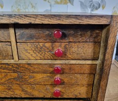 Vintage Collectors Cabinet Table Top Drawers Engineer Watchmaker Tool Chest