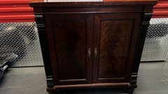 Baker Knapp & Tubbs Antique Brown Wood Drop Leaf Cabinet 2 Raised Panel Doors