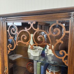 1930s Jacobean Revival Burl Walnut Display Cabinet