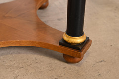 Baker Furniture Neoclassical Burl Wood Parcel Ebonized Gilt Side Tables, Pair