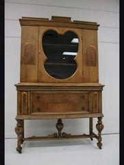 Antique Jacobean China Cabinet Reaser Furniture Buffet Hutch Bookcase c1920s