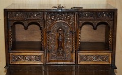 LOVELY ORNATELY CARVED 18TH CENTURY SPANISH CABINET ON STAND WITH HIDDEN STORAGE