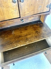 18″ TALL SALESMAN SAMPLE MINIATURE Wood HOOSIER CABINET Antique Vintage RARE