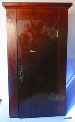 Antique Arts & Crafts Victorian 1800s Oak Wood Wall Hanging Door Lock Cabinet
