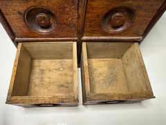 Antique Primitive 8 Drawer Oak Wall Cabinet Farmhouse Apothecary Storage