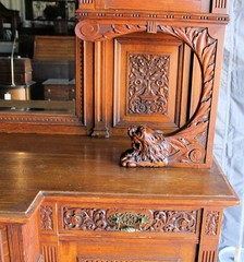 Antique Highly Carved Victorian Oak Sideboard – original finish