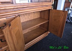 Vintage Campaign Style Oak China Hutch