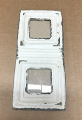 VTG 5×11 Multi Double White 3″ Photo Tin Ceiling Metal Picture Frame Old 644-26B