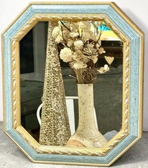 Vintage Italian Gold Mirror Jewelry Box Octagon Wall Cabinet Hidden Key Holder