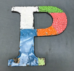 Decorative Salvaged Tin Ceiling 12″ Patchwork Mix Color Letter P Metal 356-25B