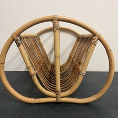 Vintage Pretzel End Cane And Rattan Magazine Rack 1960s 47 X 35 X 45cm